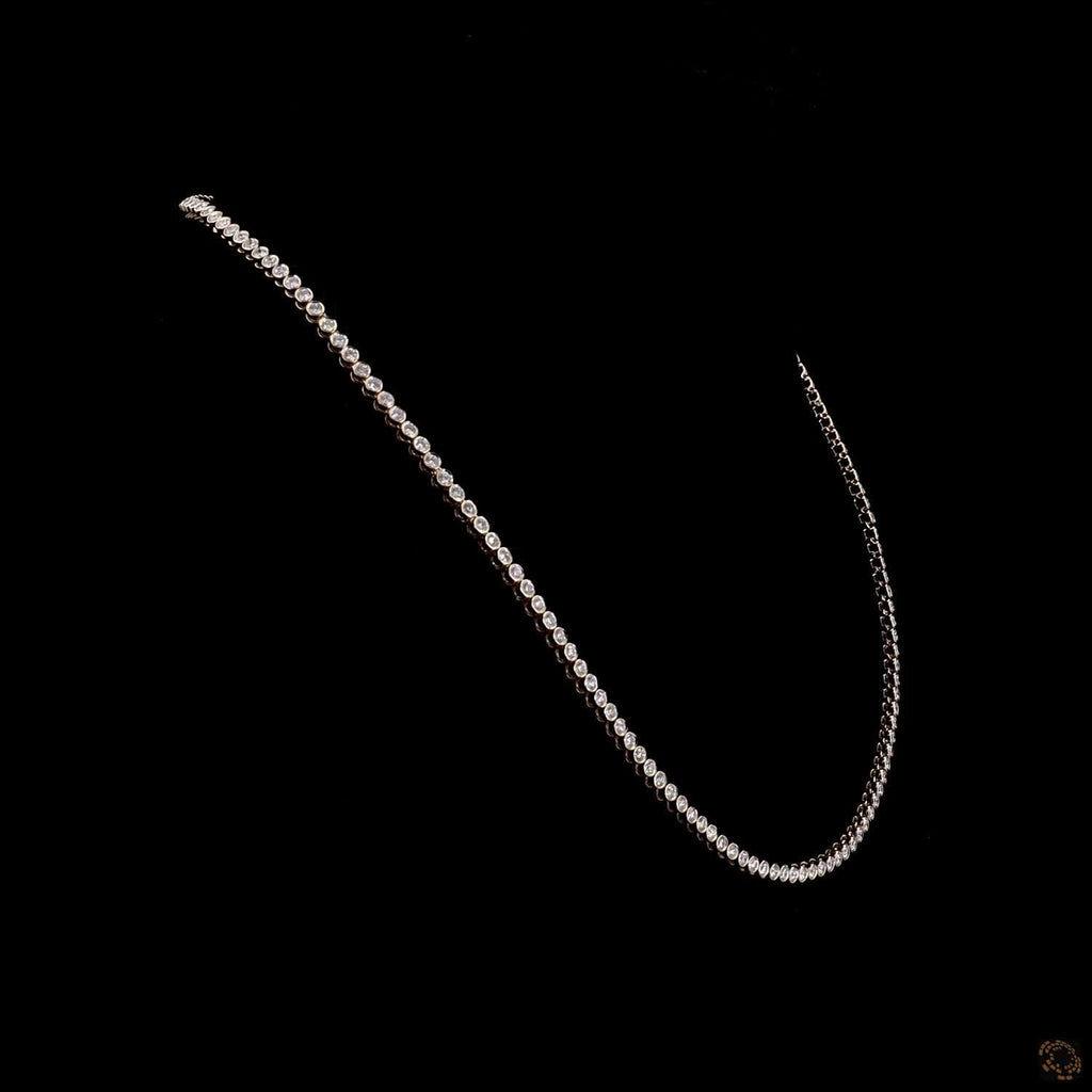 5.39 CT Round Diamond Tennis Necklace | 14K White Gold Bezel Setting | Dainty Luxury Diamond Jewelry Gift