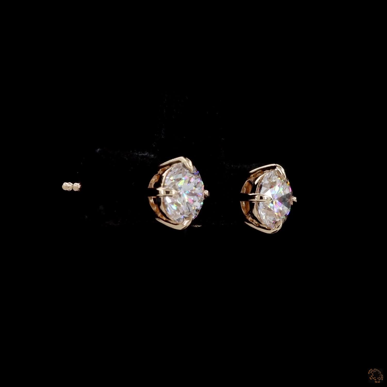 1.43 Ct 14K Yellow GOLD Round Shape Studs Earring