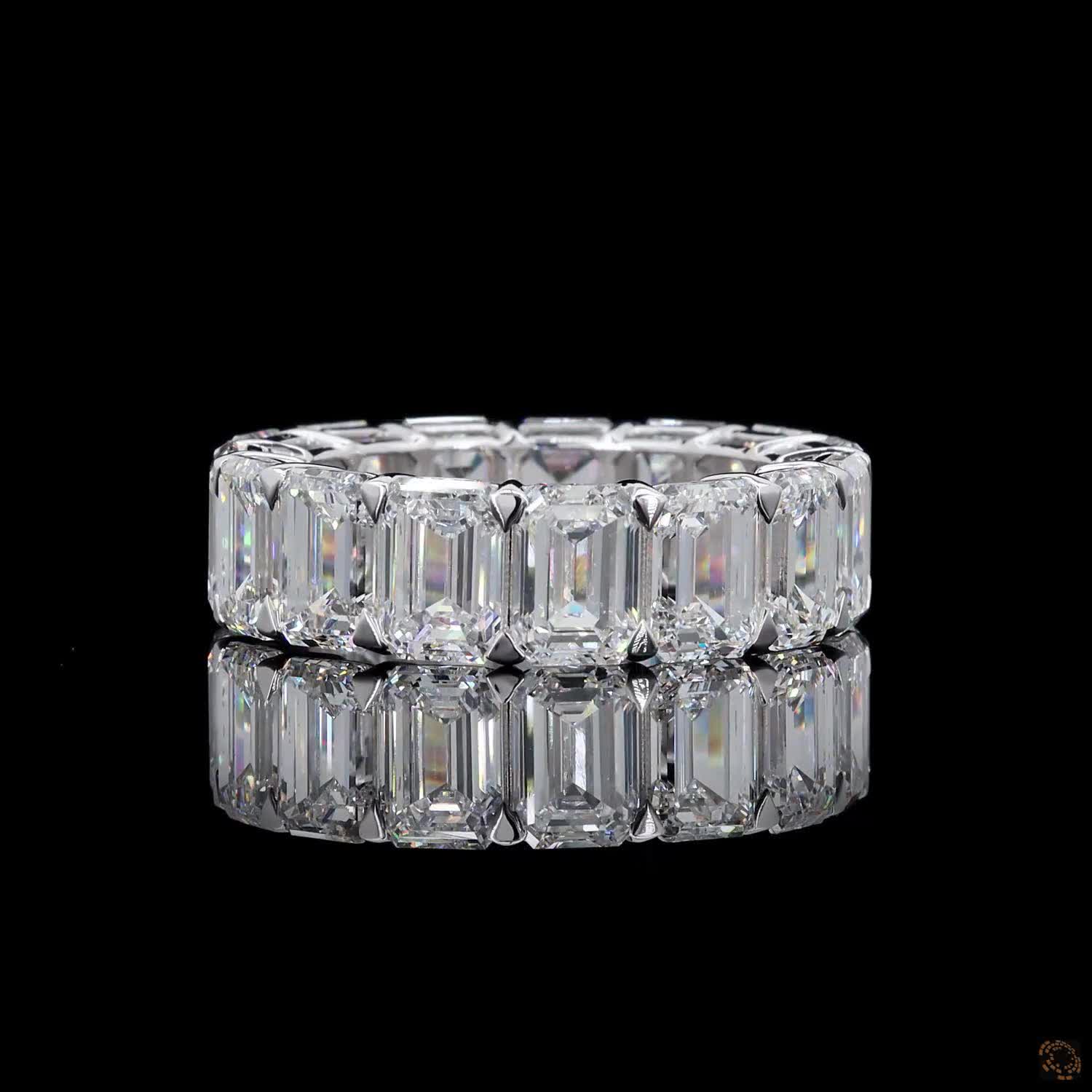 13.60 Ct Emerald Cut Diamond Eternity Band – Shared Prong Wedding Ring