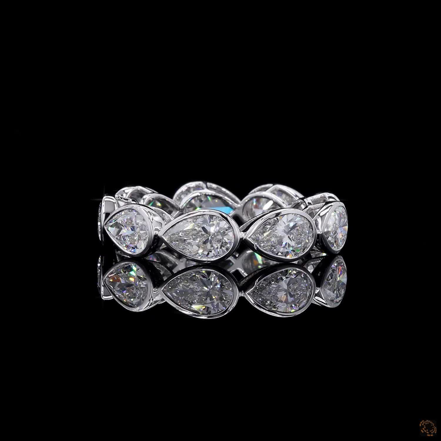 5.16 Ct Bezel Set Pear Cut lab-grown Diamond Eternity Ring