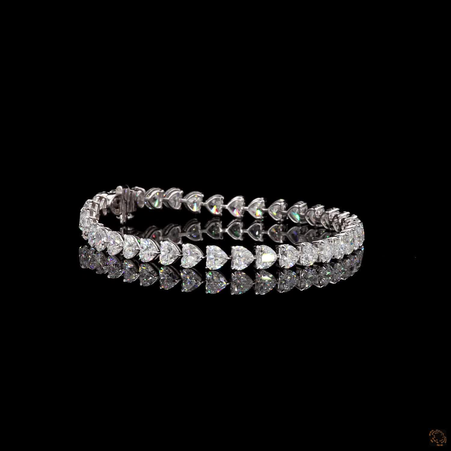 15.10 Ct 14K Yellow Gold Heart-Shaped Diamond Line Bracelet