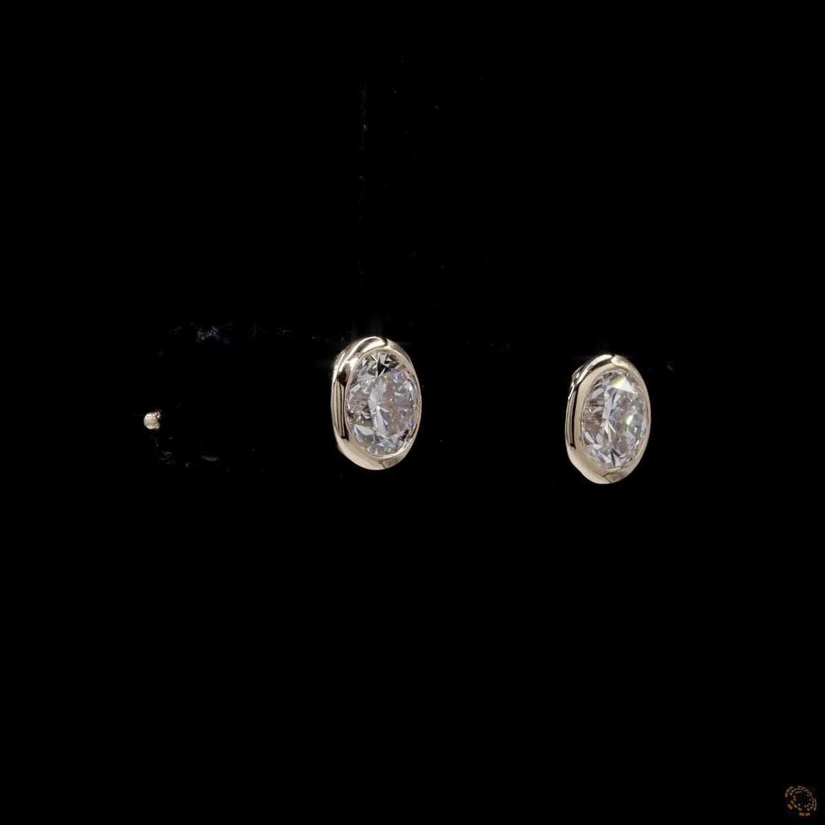 0.91 Round Cut Diamond Stud Earrings, Bezel Set Solitaire Diamond Earrings, Jewelry