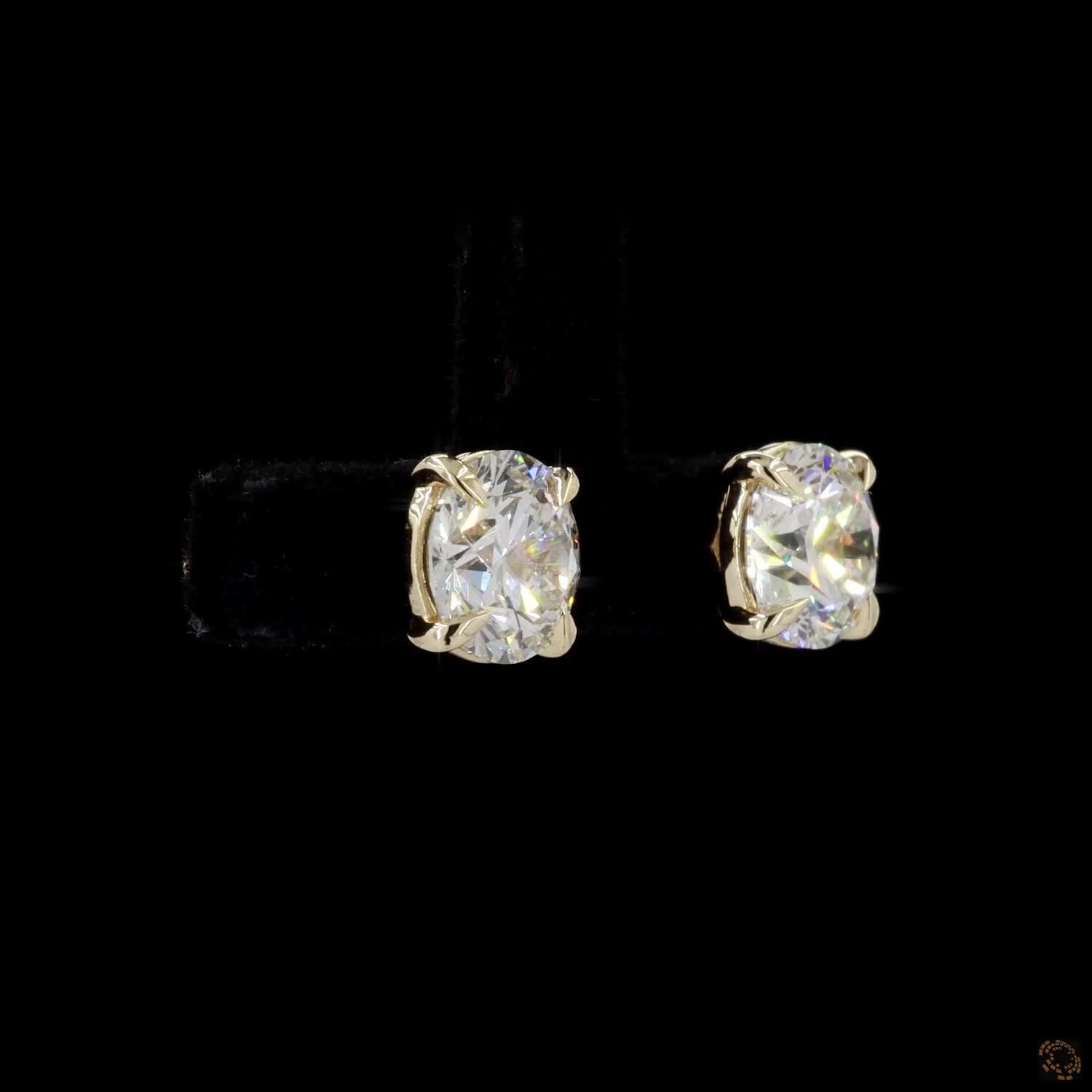 3.03 Ct 4 Prong Martini Earrings 14K Yellow Gold