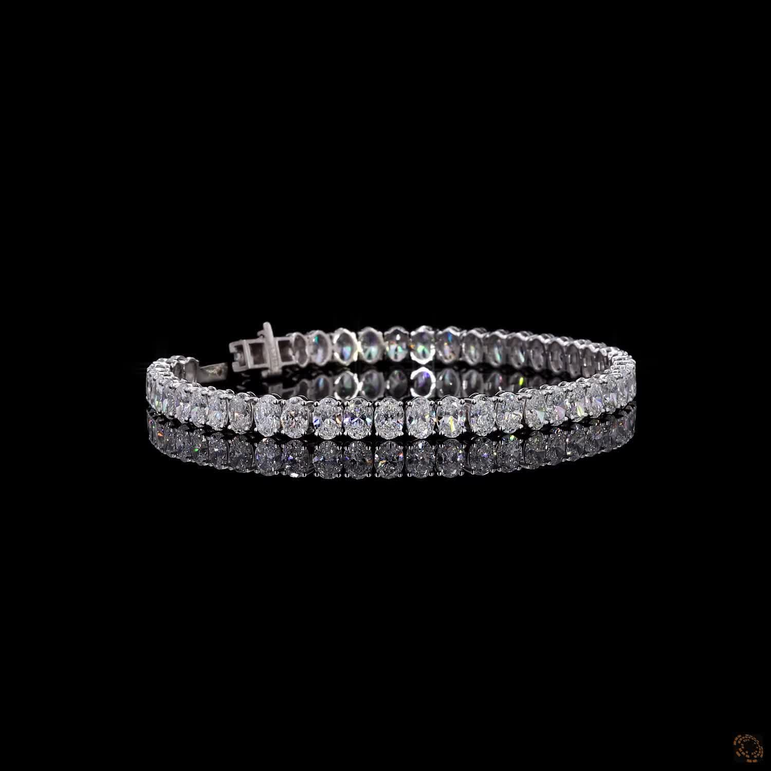 11.87 Ct White Gold Oval  Fancy Bracelet, Vertically Set Oval Cut Eternity Line Bracelet, Modern Fine Jewelry Gift