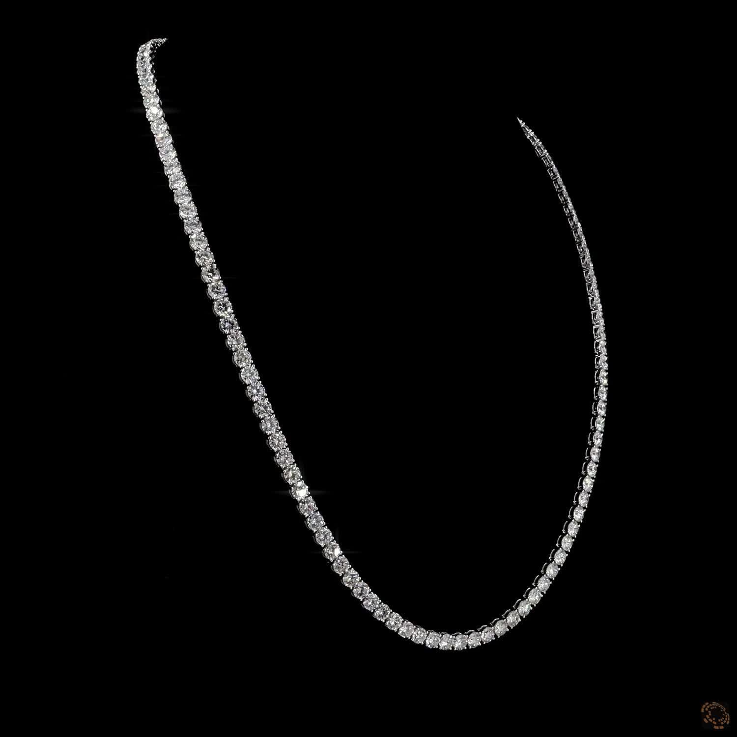 45.06 Ct Single Row Graduated Round Cut Diamond White Gold Tennis Chain