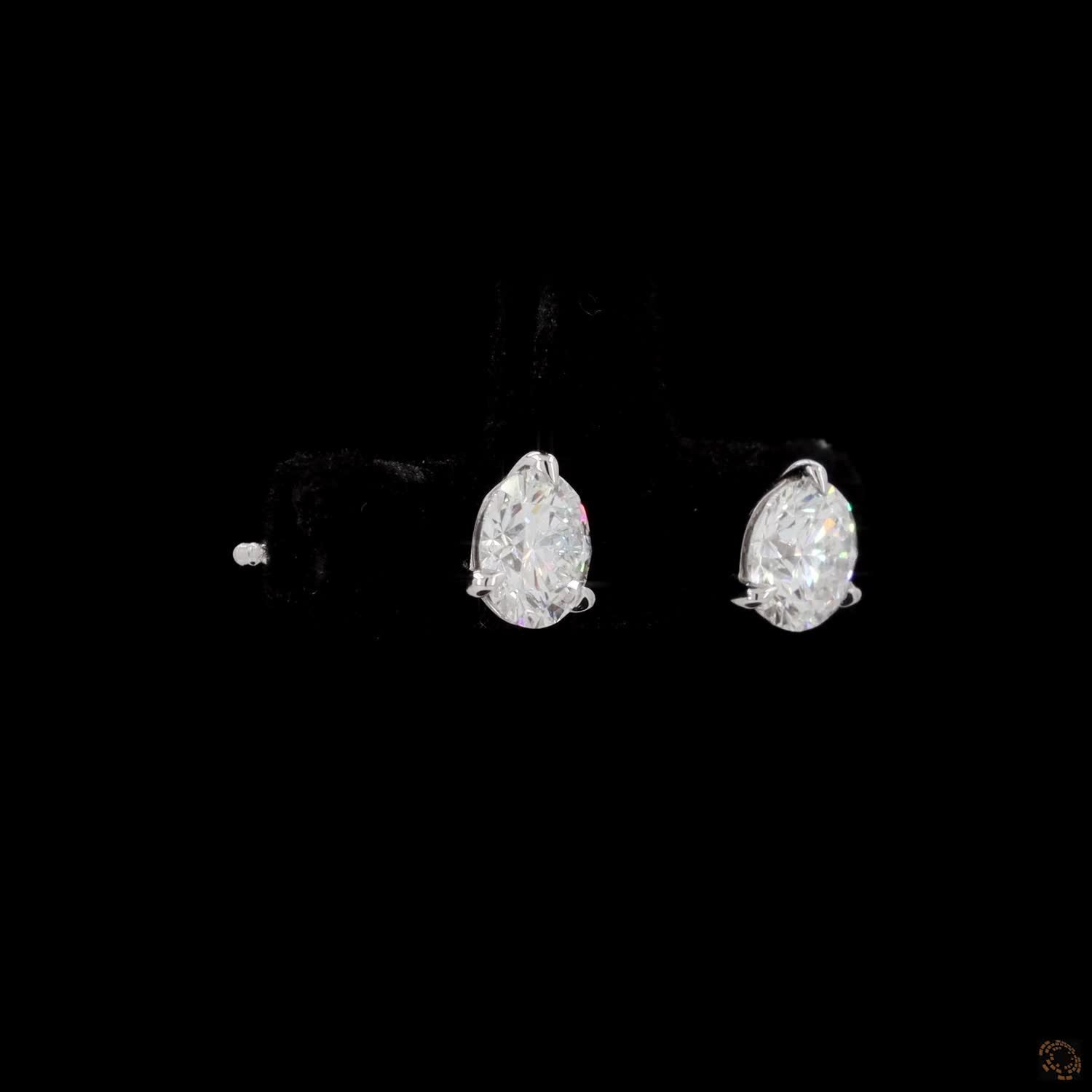 1.45 Ct Classic Round Diamond Martini Setting Stud Earrings in 14K White Gold