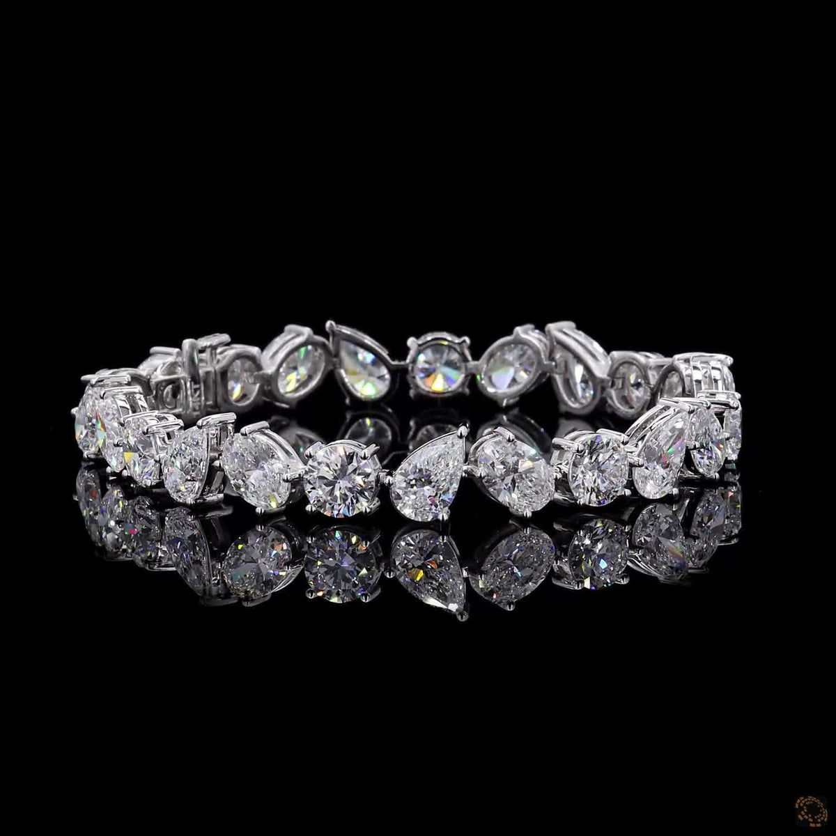 24.56 Ct Lab Grown Multi Shape Diamond Bracelet 14k White Gold