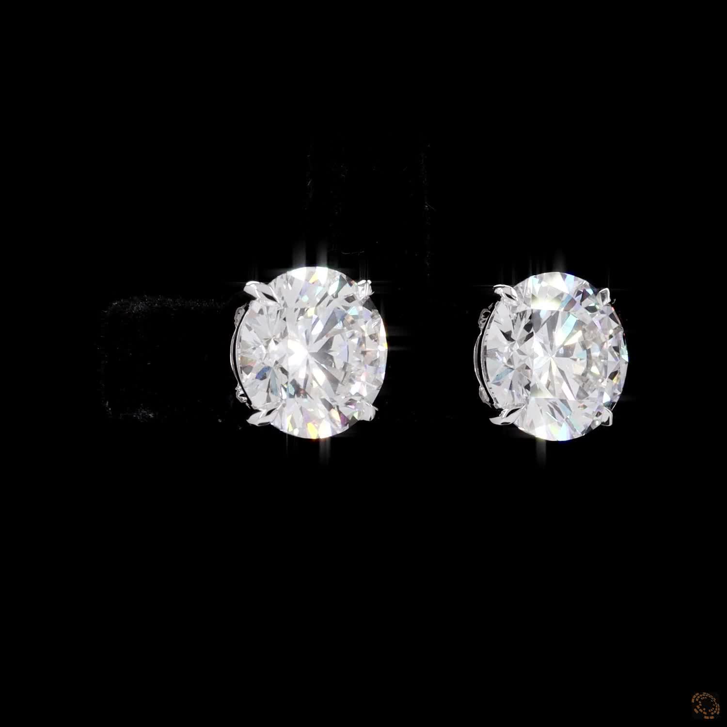 6.18 Ct 14K WHITE GOLD Round Shape Studs Earring