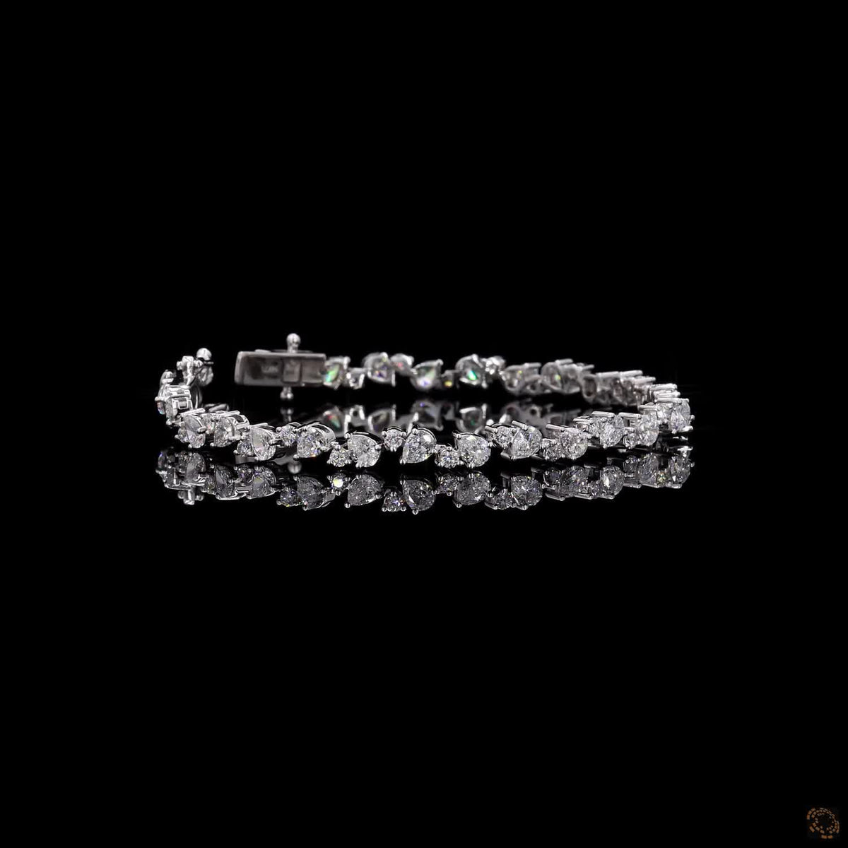 5.20 Ct White Gold Pear Cut  Cluster Fancy  Bracelet, Asymmetric Scattered Pear Line Bracelet, Modern Fine Jewelry Gift