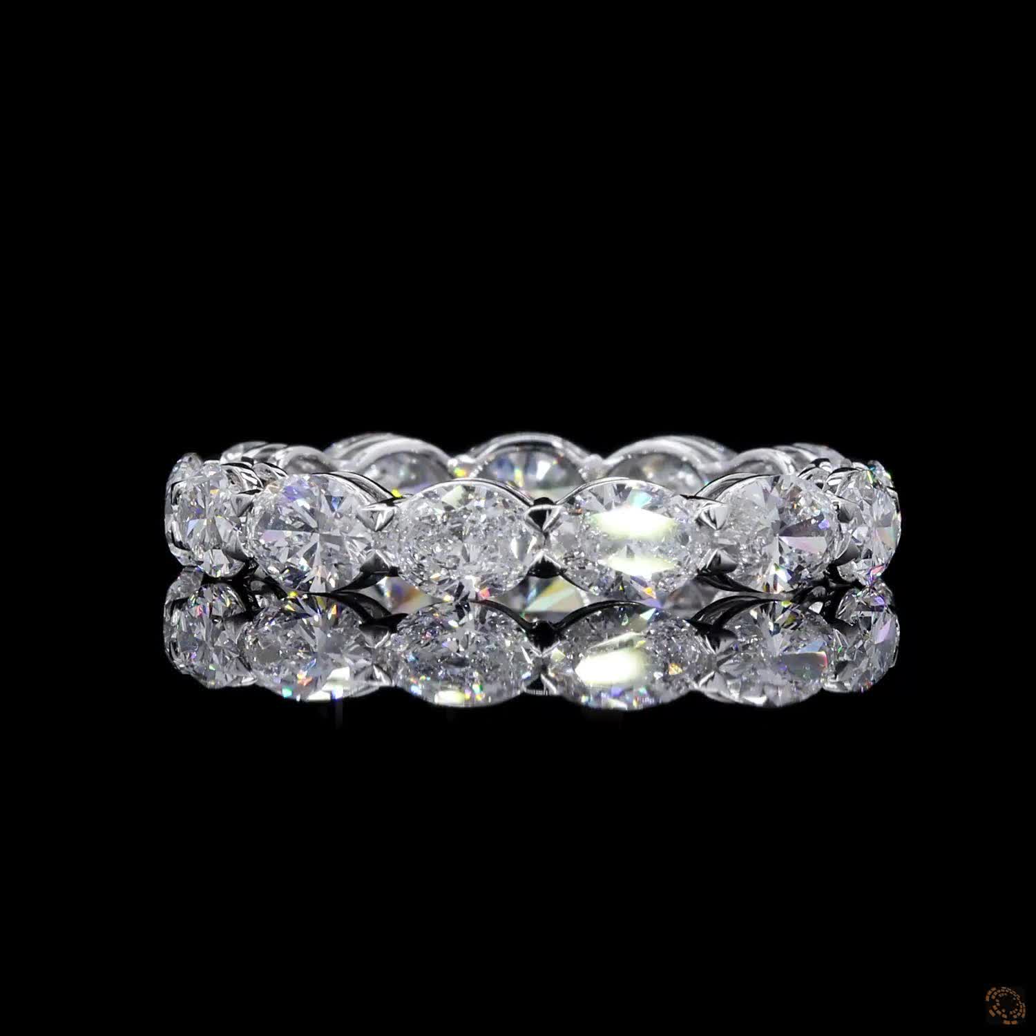 3.29 Ct East-West Oval Cut Diamond Eternity Band in White Gold