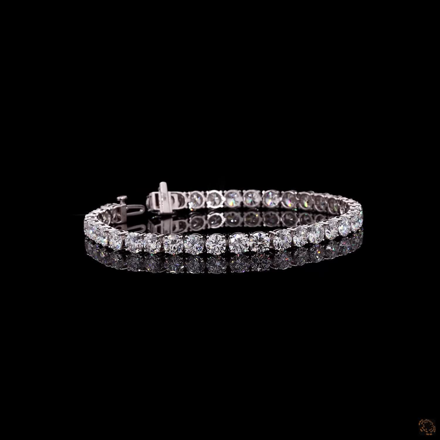 14.85 Ct Round Cut Moissanite Classic Tennis Bracelet in 14K White Gold | 4-Prong Diamond Alternative Line Bracelet
