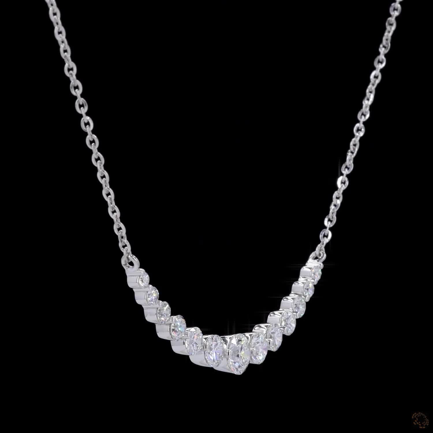 2.10 Ct Round Cut Diamond Tennis Necklace, Graduated Diamond Statement Necklace, Classic Brilliant Cut Diamond Necklace, Luxury Fine Jewelry Gift