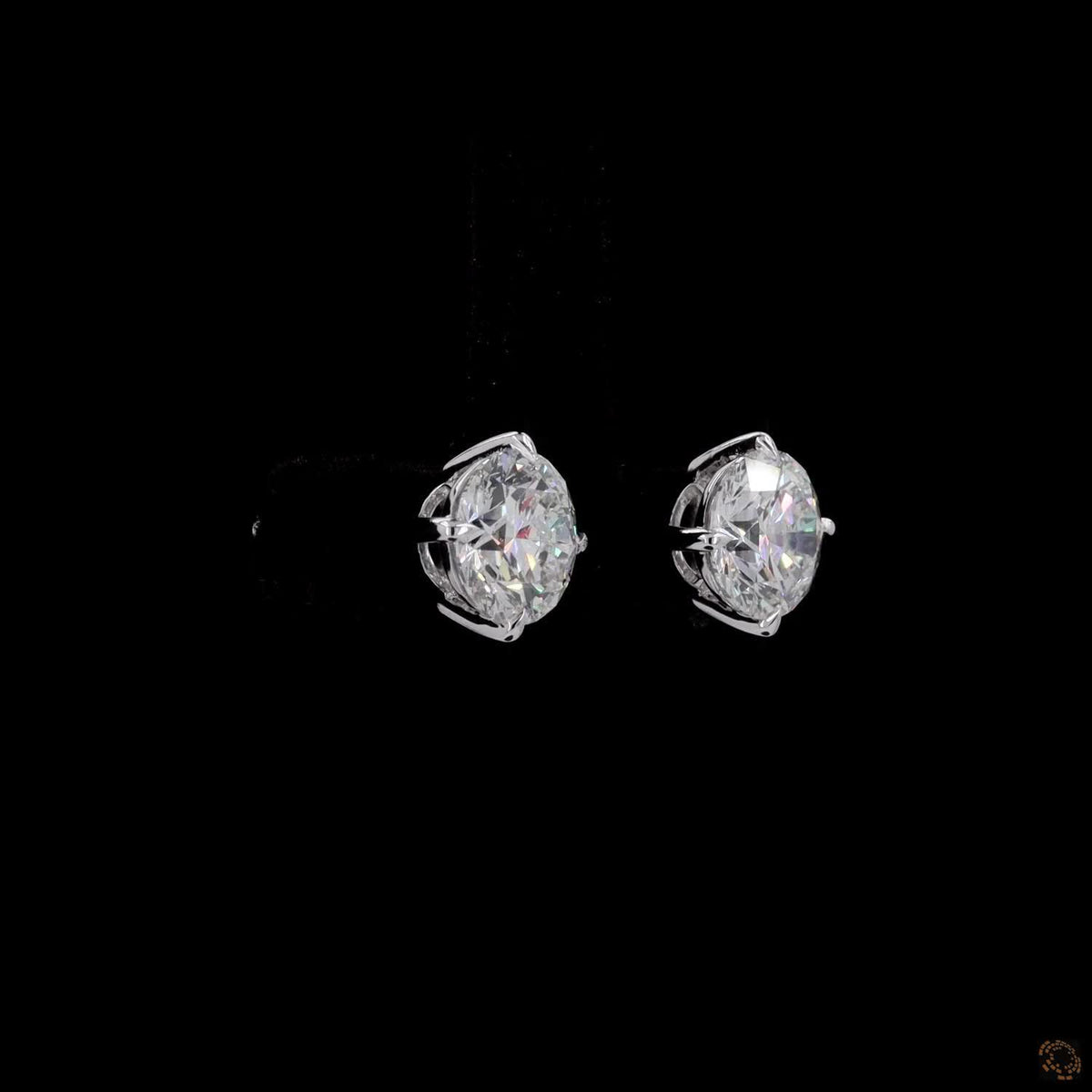 3.08 Ct Round-Cut Diamond Solitaire Stud Earrings in White Gold