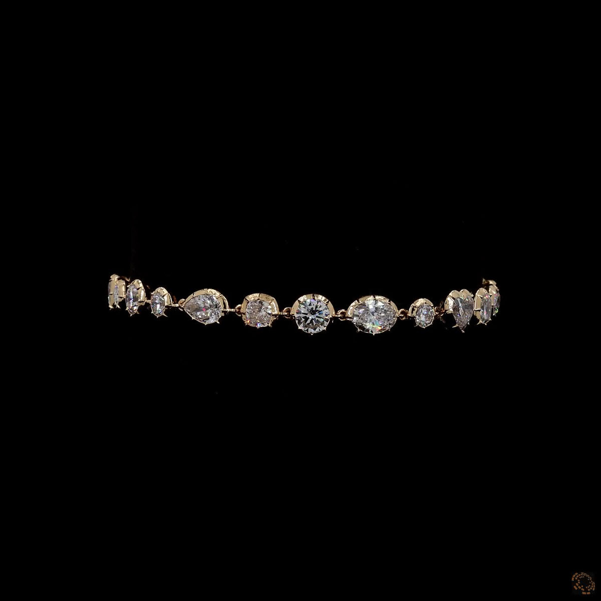 9.47 Ct Multi-Shape Diamond Station Bracelet in Yellow Gold