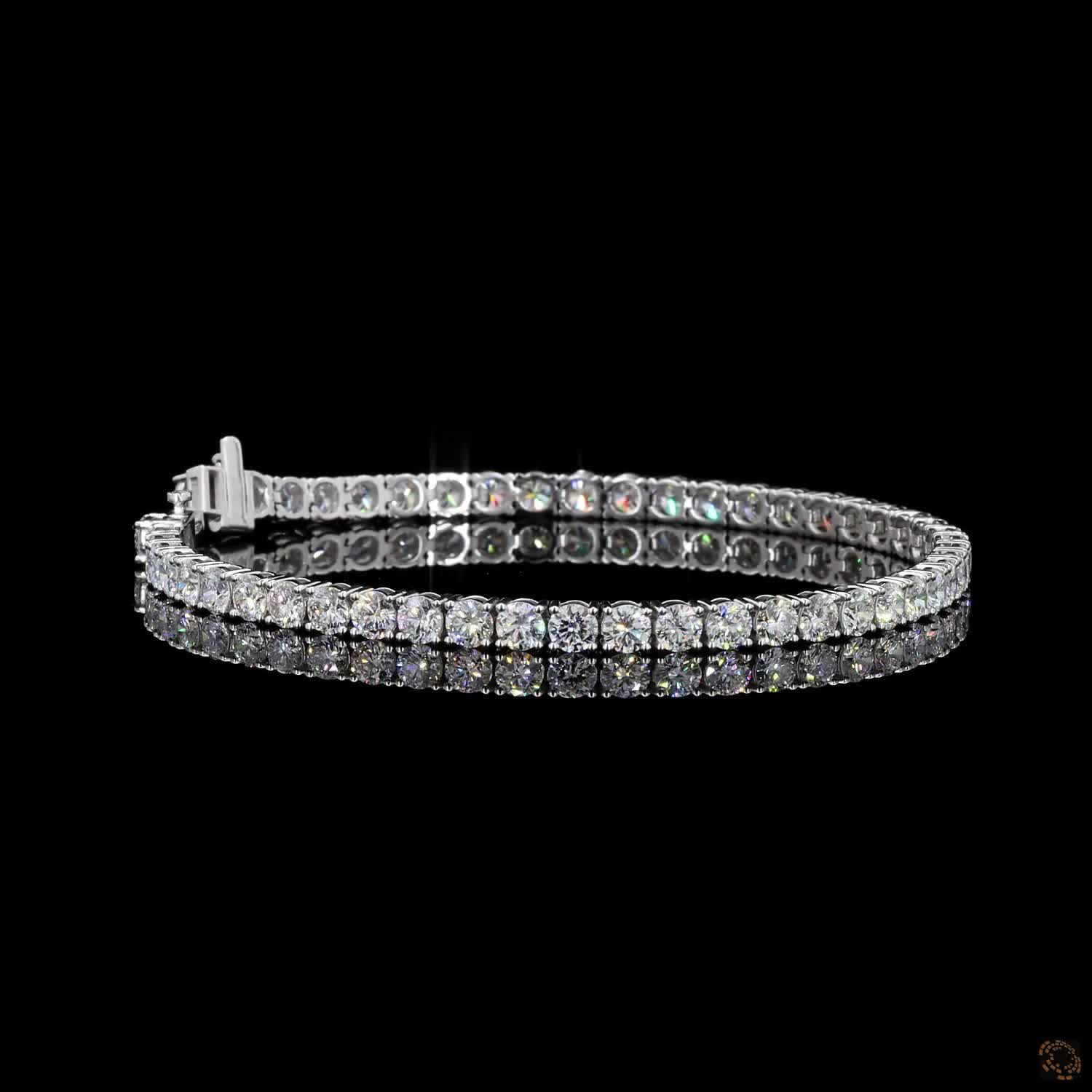 7.77 Ct Round Brilliant Diamond Eternity Line Bracelet in White Gold