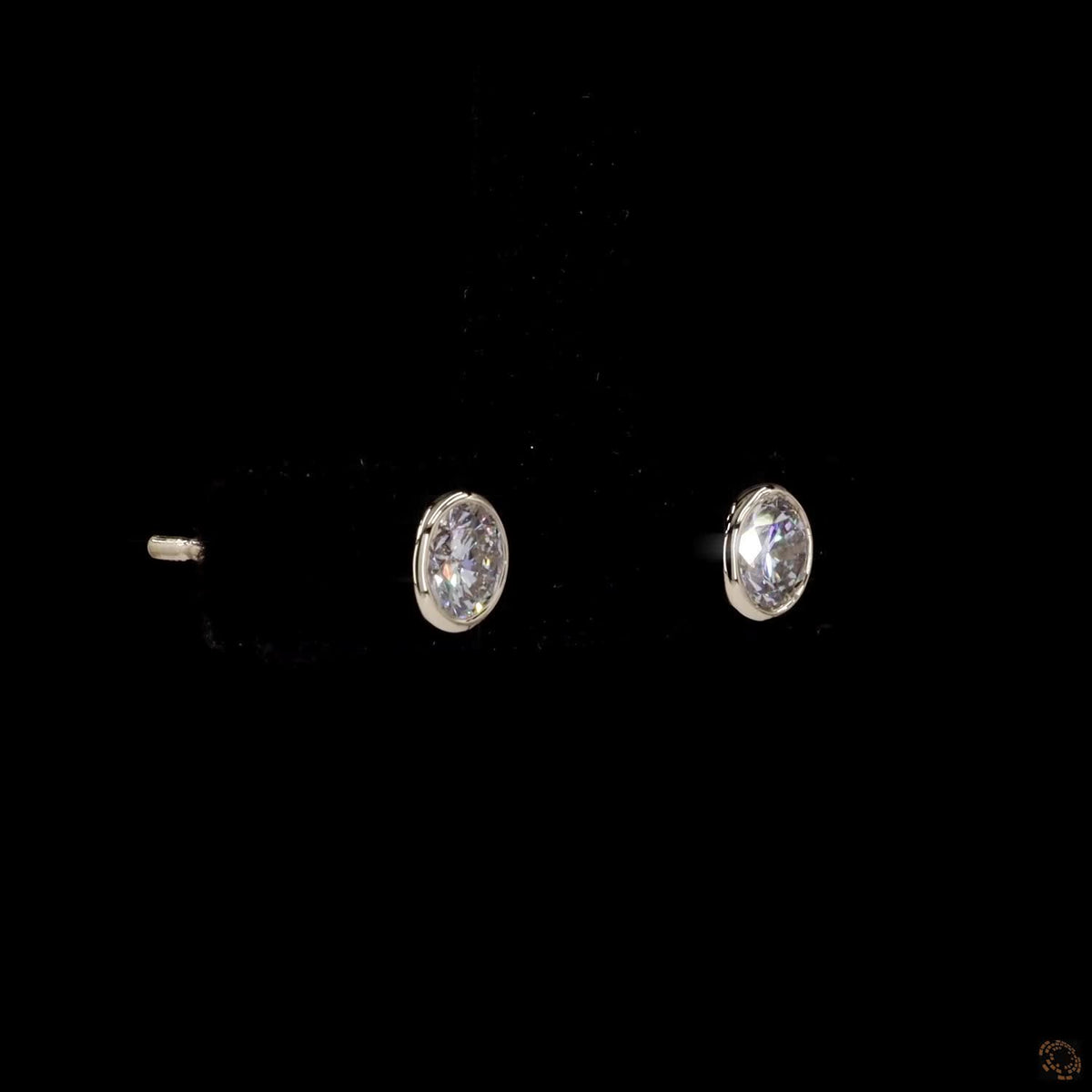0.53 Round Diamond Solitaire Bezel Stud Earrings, Diamond Studs for Women