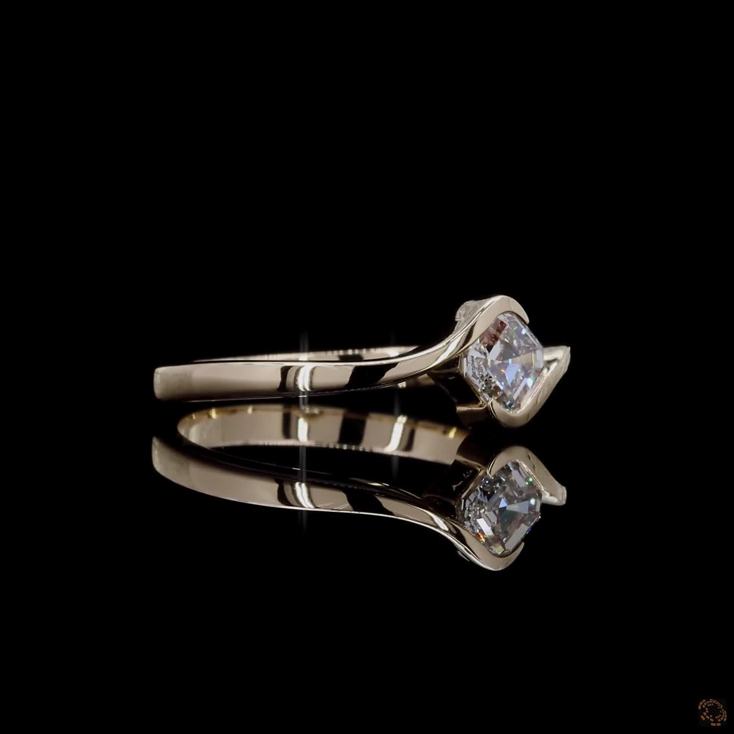 0.73 Ct Asscher Cut Lab Grown Diamond Solitaire Engagement Ring