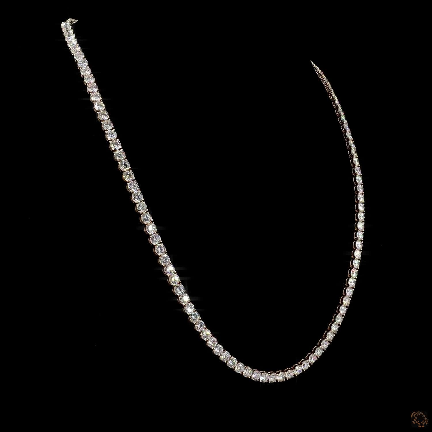 45.14 Ct Round Lab-Grown Diamond Tennis Choker Chain in Rose Gold
