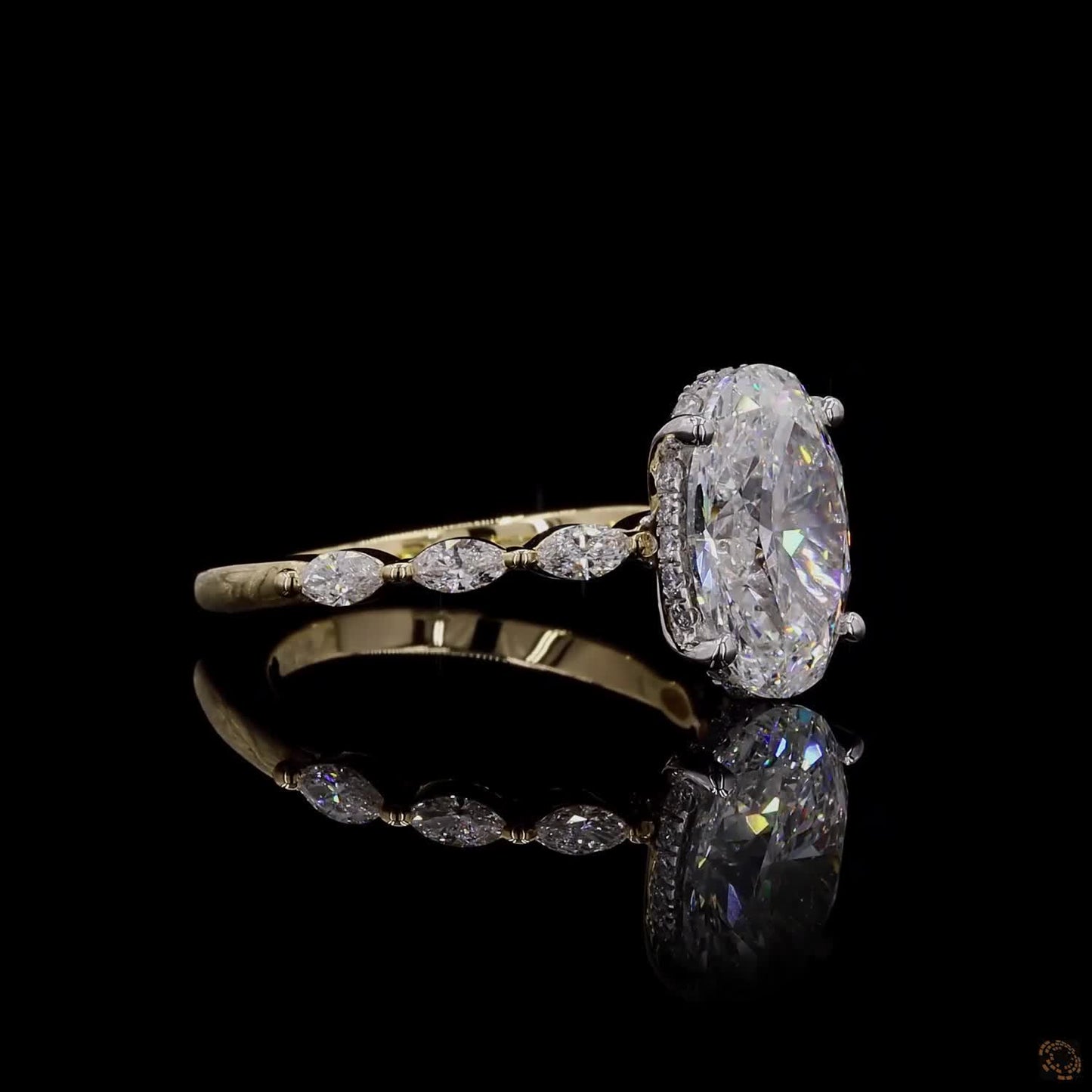 4.05 Ct Oval Cut Lab Grown Diamond Engagement Ring Set 