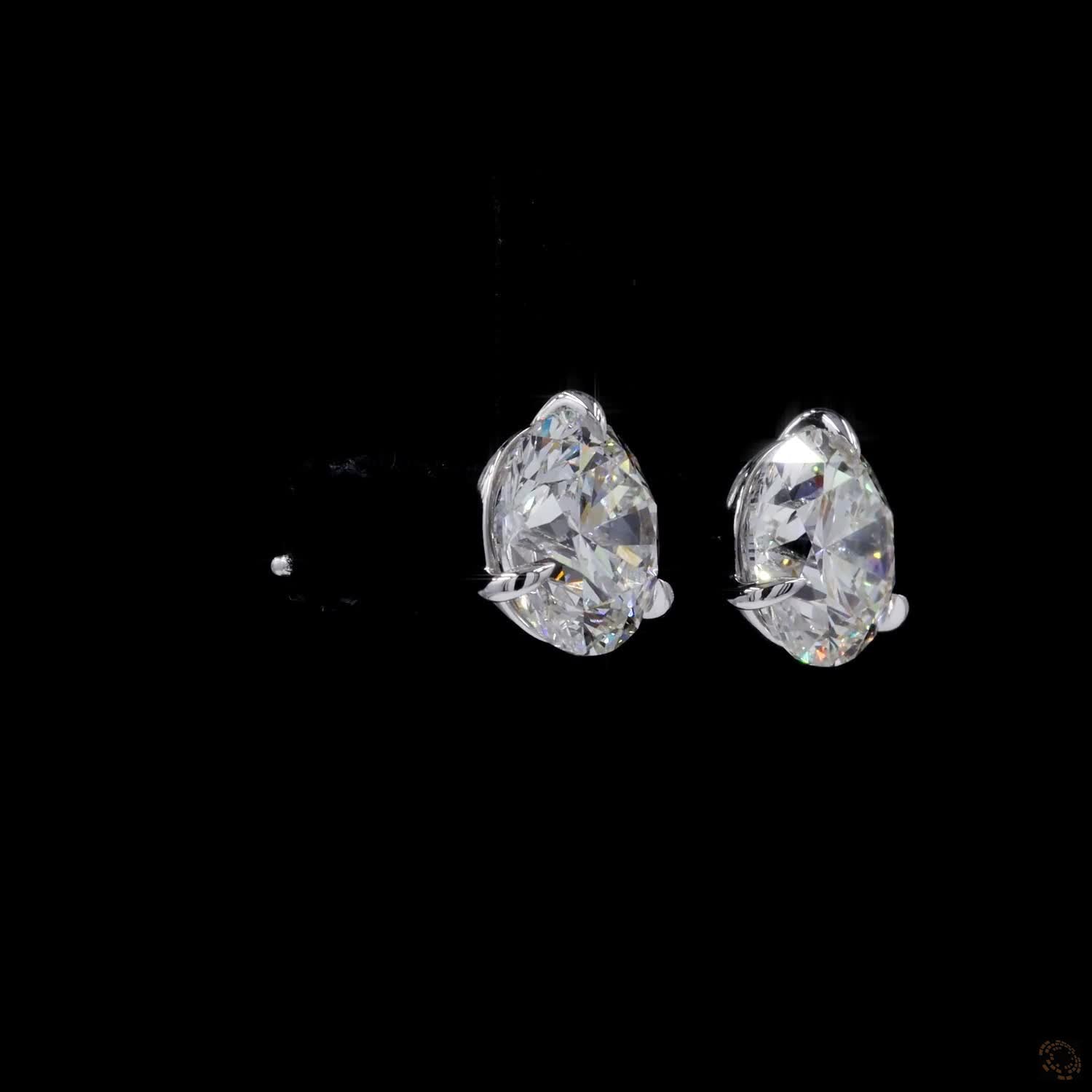 8.04 Ct Solid 14K White Gold Round Brilliant Cut Diamond Stud Earrings – Classic 3-Prong Double-Claw Martini Solitaire Studs