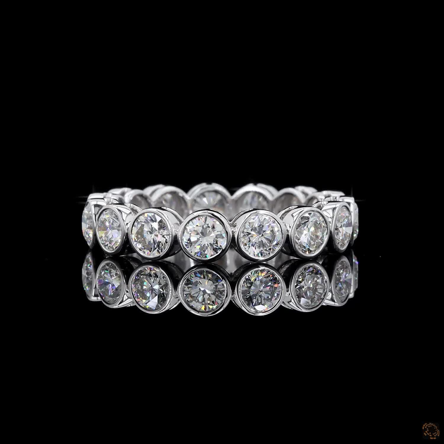2.78 Ct Round Cut Diamond Bezel Eternity Band – 14K White Gold Floating Bezel Wedding Ring