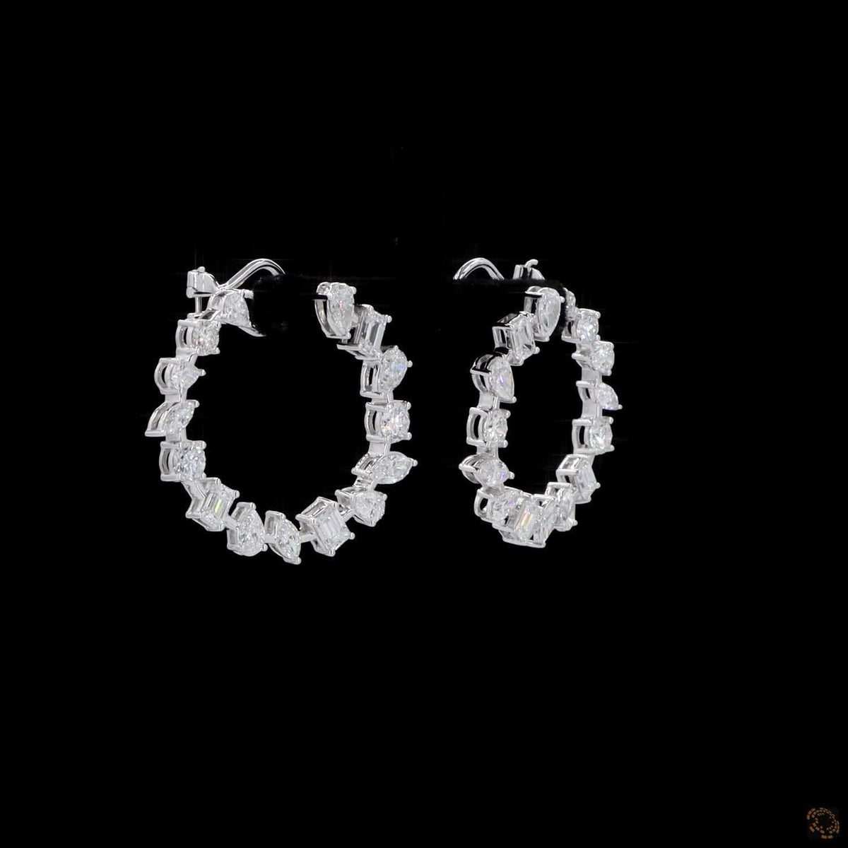 6.30 Ct DIAMOND HOOPS WITH ALTERNATING MIXED FANCY SHAPES HOOP EARRINGS