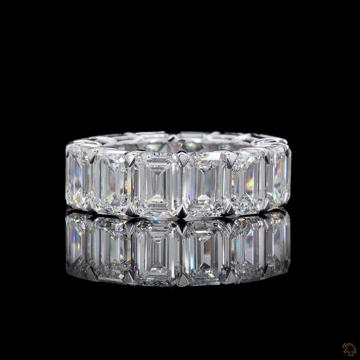 16.12 Ct Full Eternity Wedding Band, Emerald Cut Anniversary Band, White Gold Lab Diamond Bridal Ring