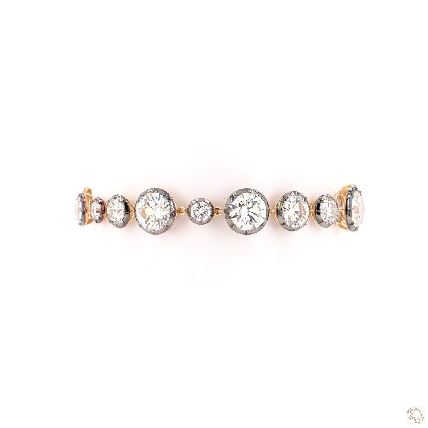 17.56 Ct Two-Tone Graduated Round Diamond Bezel Line Bracelet