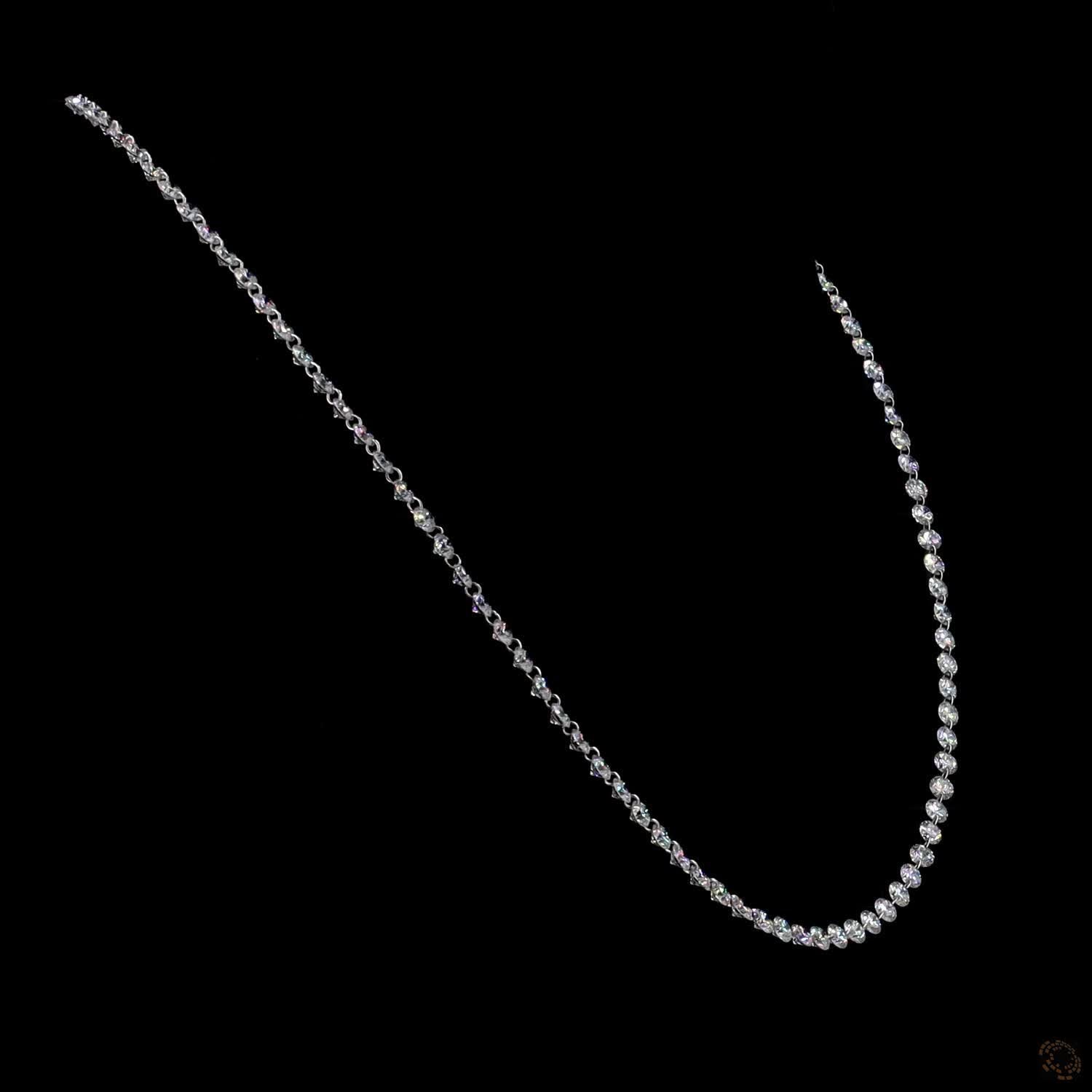 19.40 Ct white gold graduated tennis necklace, round diamond Riviera necklace, delicate prong set diamond strand, floating diamond choker, white gold diamond tennis necklace