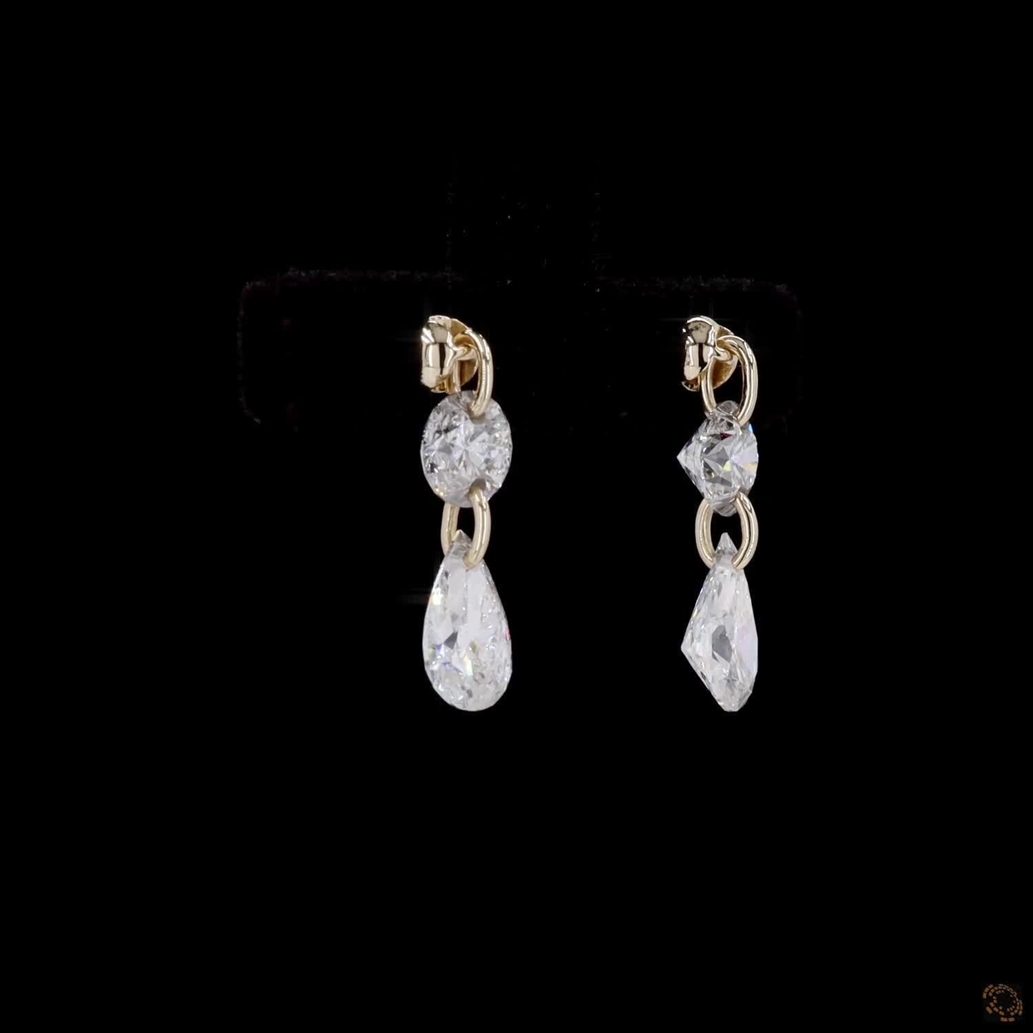 1.89 Cts 14K YELLOW GOLD Pear Shape Crawler Earring