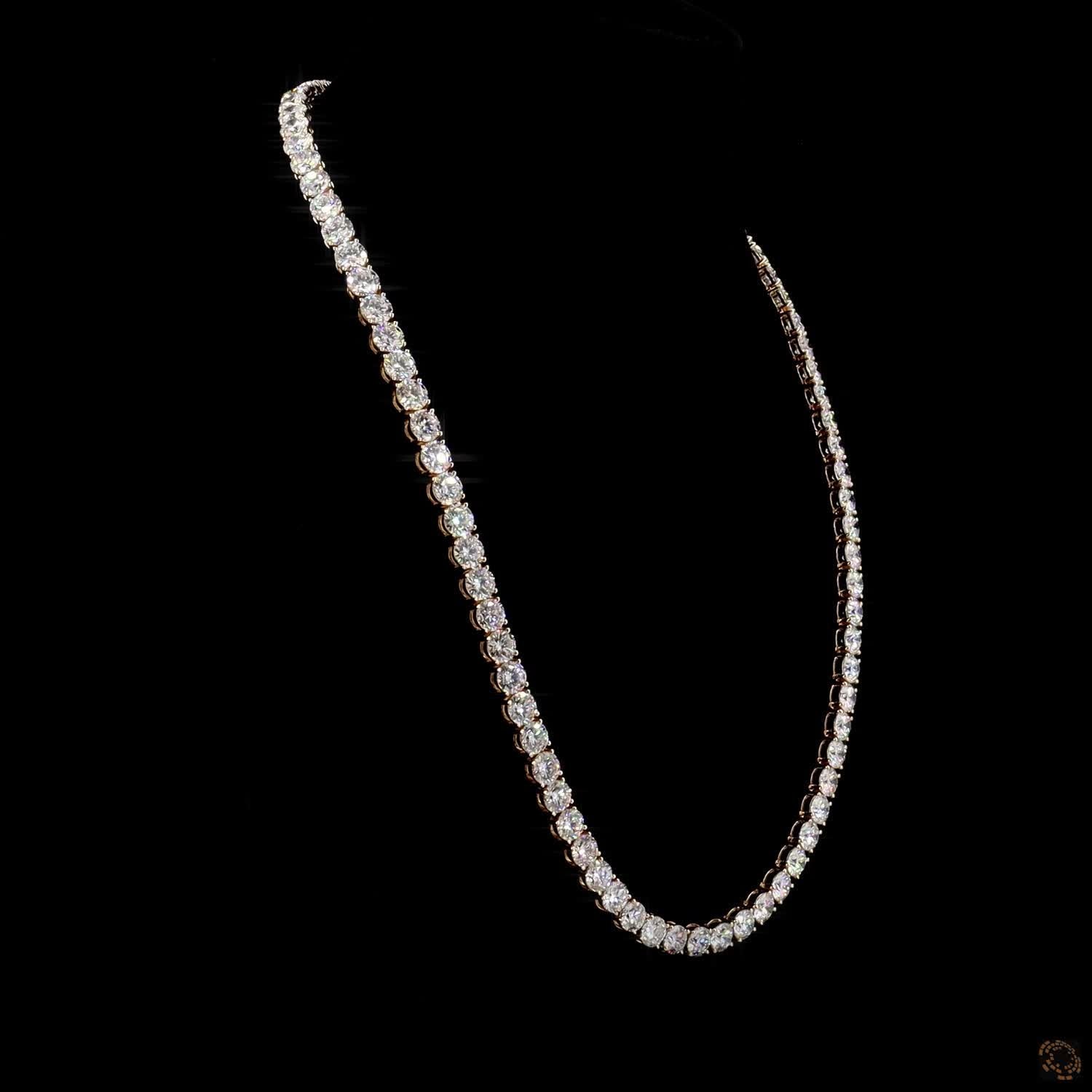 83.40 Ct Round Cut Diamond Tennis Necklace, Classic Diamond Riviera Necklace, Graduated Round Brilliant Diamond Necklace, Luxury Fine Jewelry Gift