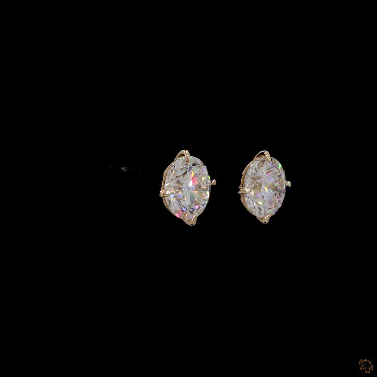 6.08 Ct Round solitaire diamond studs, yellow gold diamond stud earrings, classic round diamond
