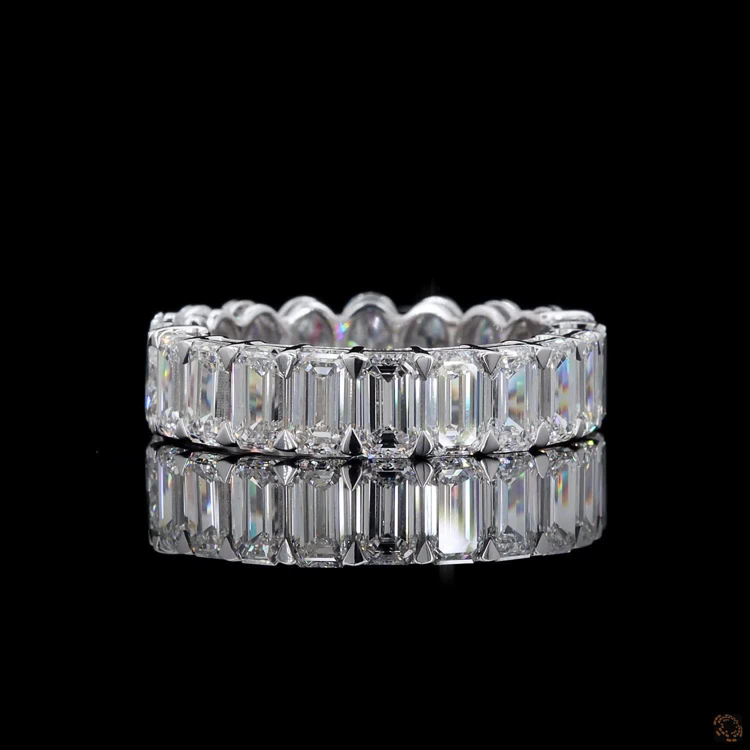 6.01 Ct Oval and Emerald Cut Diamond Band, Two-in-One Diamond Eternity Ring, Split Style Diamond Band, Mixed Cut Diamond Eternity Ring, Half Oval Half Emerald Diamond Band