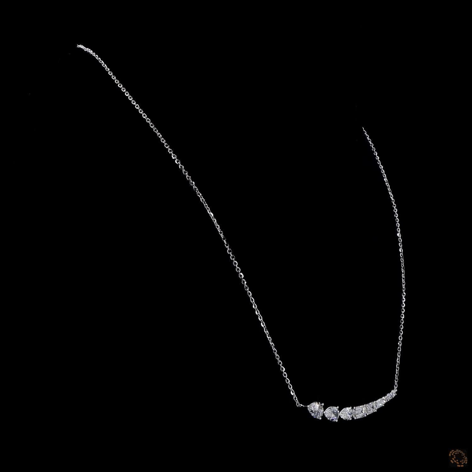 3.27 Cts Luxury Curved Diamond Necklace with Multi-Shaped Stones