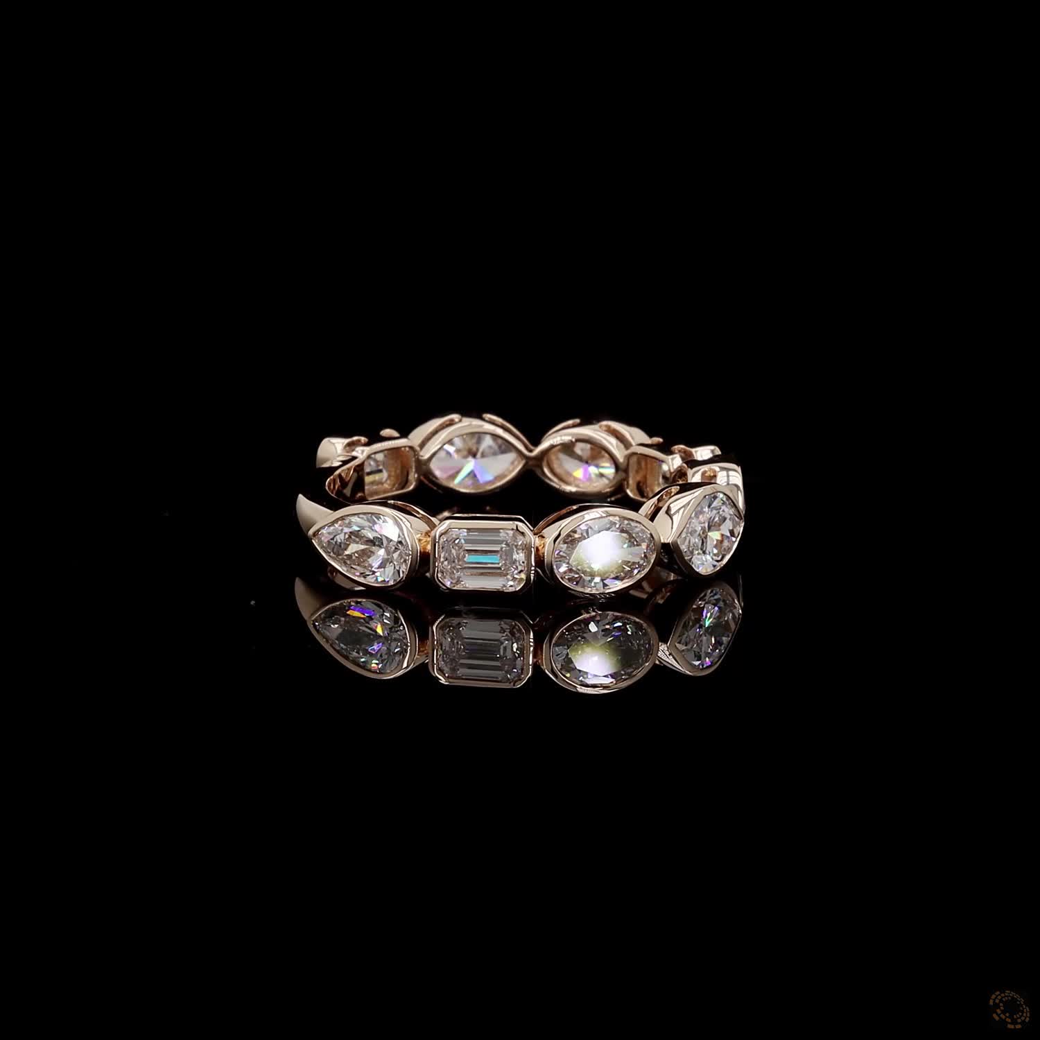 2.56 Ct Multi-Shape Bezel-Set Diamond Eternity Band / Confetti Mixed-Cut Diamond Ring