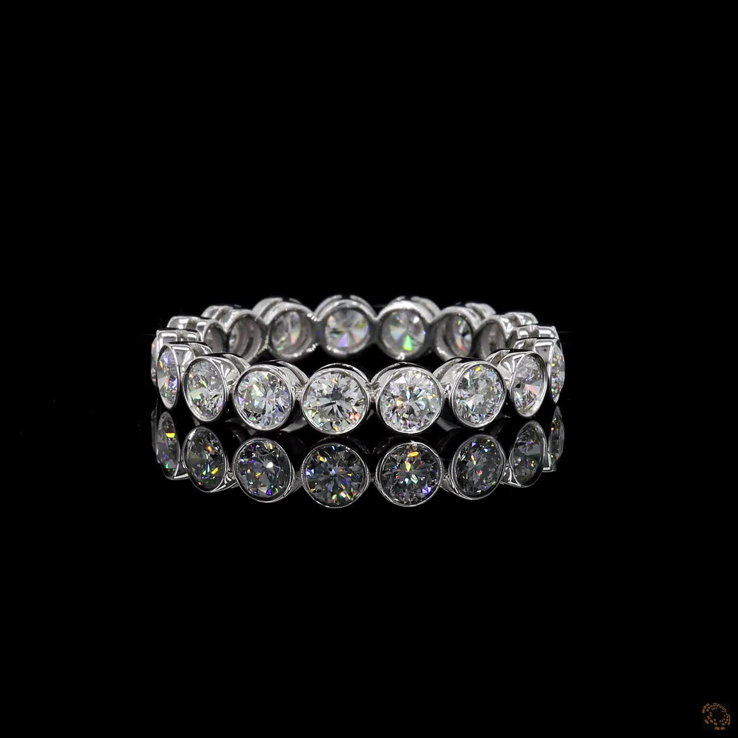 1.90 Ct Round Cut Diamond Bezel Eternity Band – 14K White Gold Floating Bezel Wedding Ring