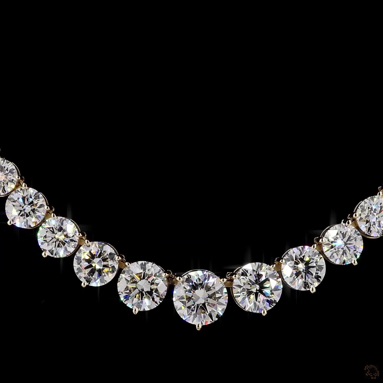 17.79 Ct Round Brilliant Cut diamonds arranged in a dramatic graduated layout tapering toward the back