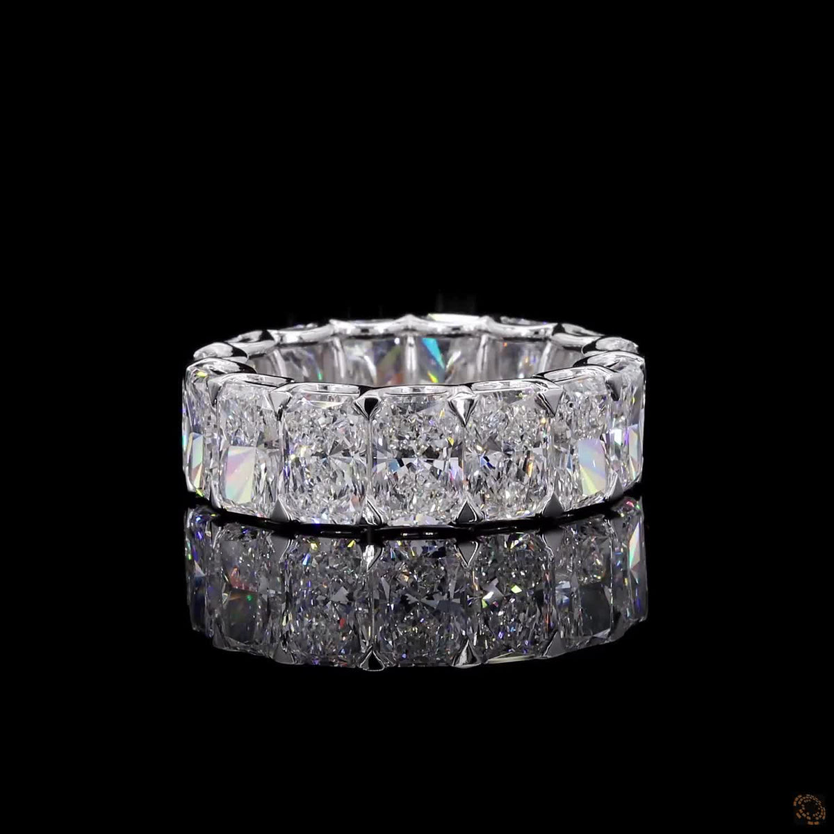 11.84 Ct Radiant Cut Lab Diamond Ring, White Gold Radiant Eternity Ring, Cushion Cut Eternity Band, Shared-Prong Radiant Band, Anniversary Eternity Ring