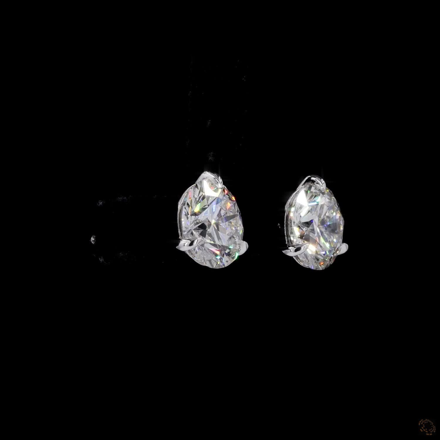 5.00 ct Round Cut Diamond Solitaire Stud Earrings in 14K White Gold | 3-Prong Martini Single-Claw Setting