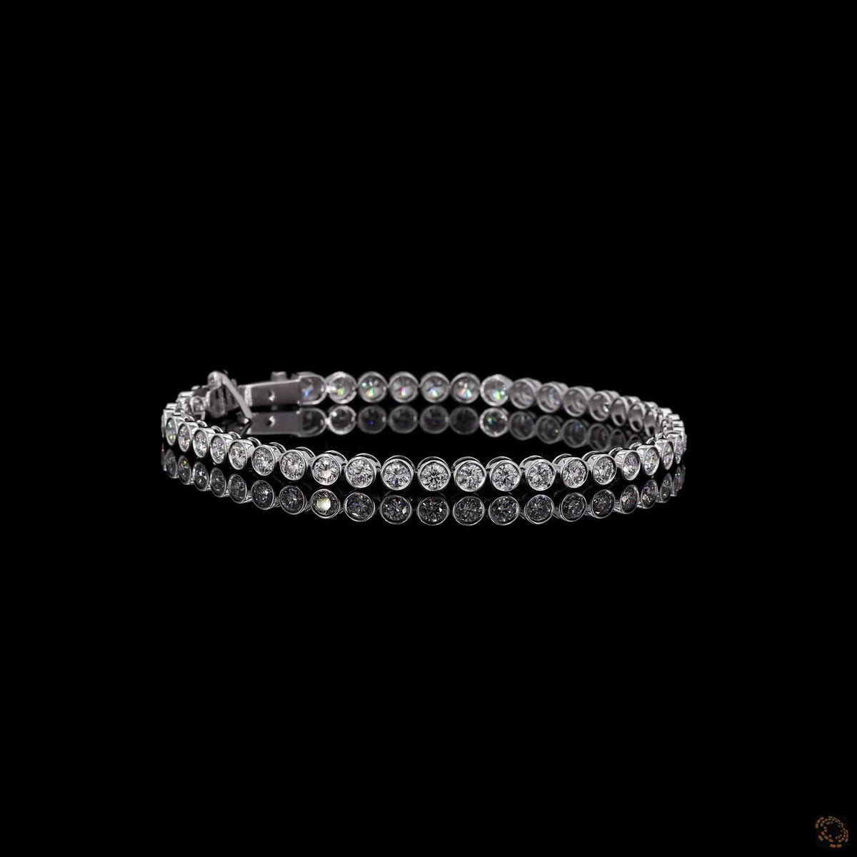 4.67 Ct Bezel-Set Round Diamond Tennis Bracelet in White Gold