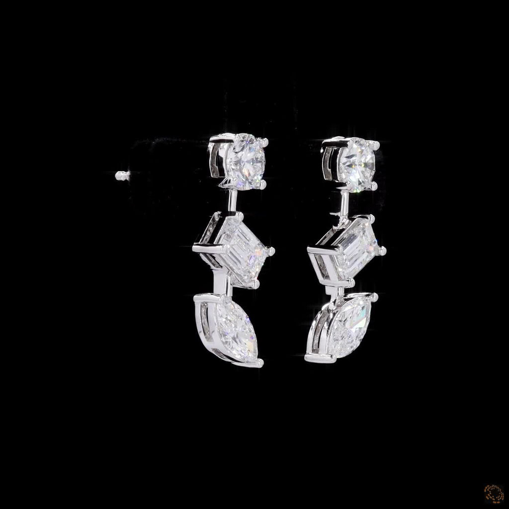 3.26 Ct Three Stone Dangle Drop Earrings