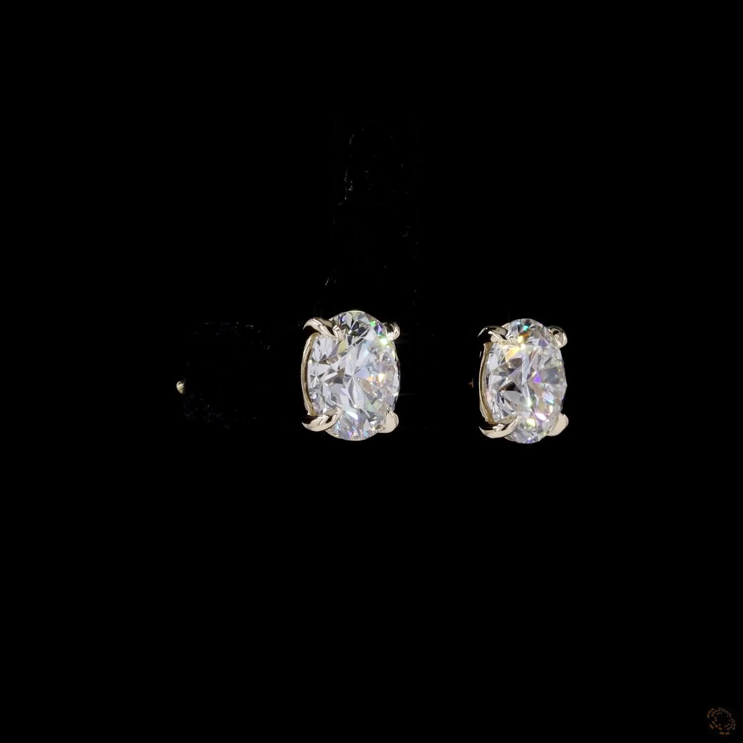 4.03 Ct Round Diamond Solitaire Stud Earrings, High-Polish 14K Yellow Gold 4-Prong Split Claw Studs for Women