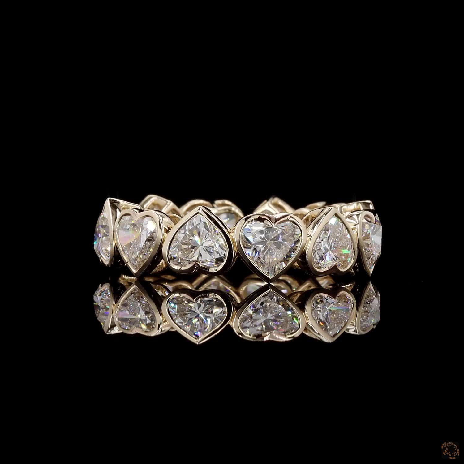 6.92 Ct Heart-Shaped Diamond Eternity Band Ring | Solid 14K Gold Anniversary Ring