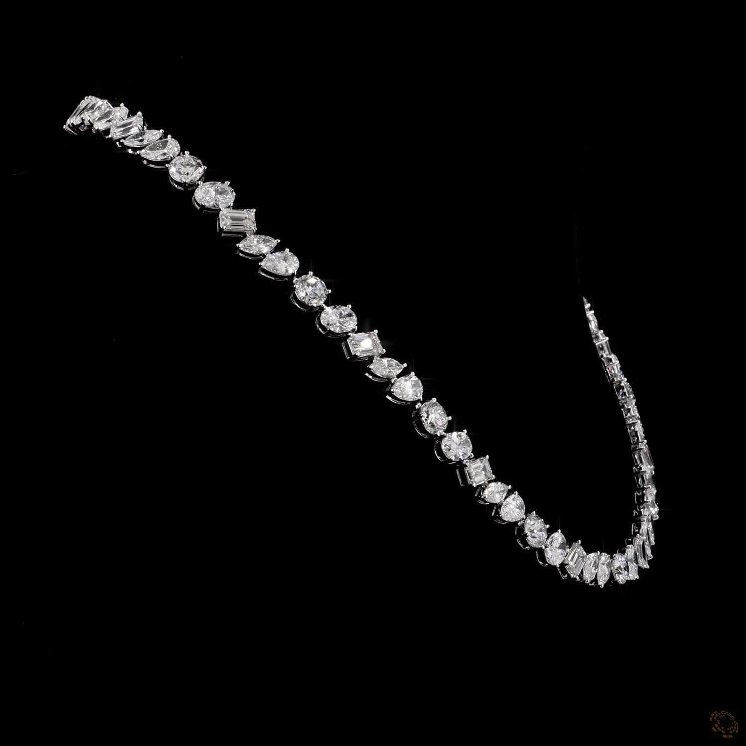 40.61 Ct High-clarity multi-shape diamonds, including round brilliant, oval, emerald, marquise, and pear cuts