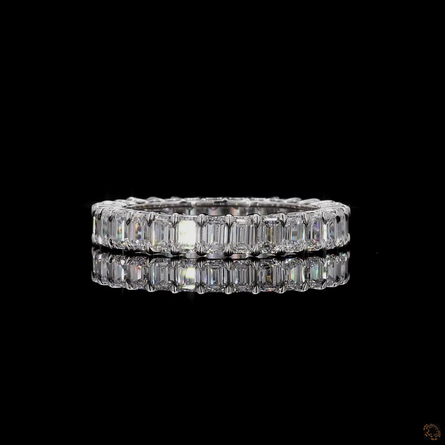 2.94 Cts Emerald Cut Diamond Wedding Band 14k White Gold