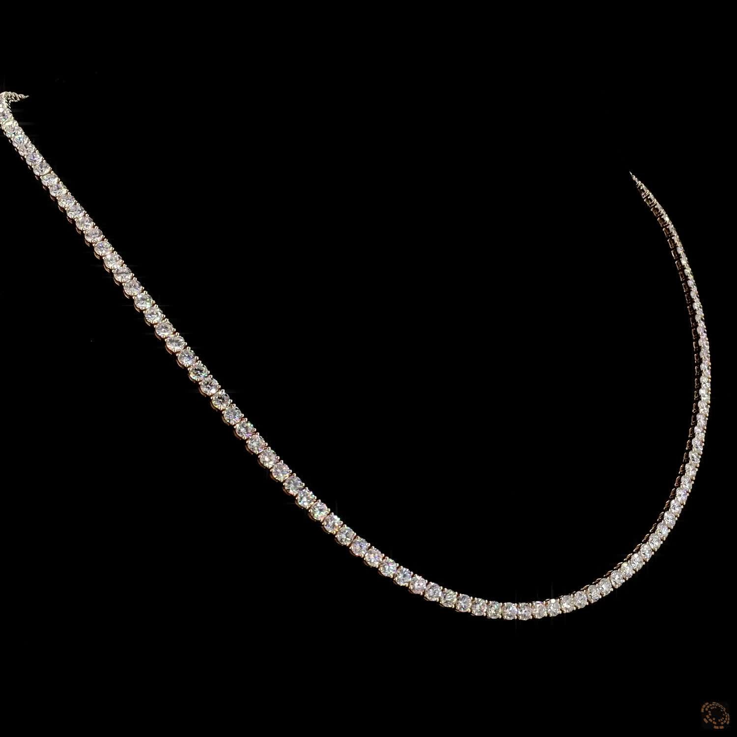 15.79 Ct 14K Yellow Gold Round Diamond Eternity Tennis Chain