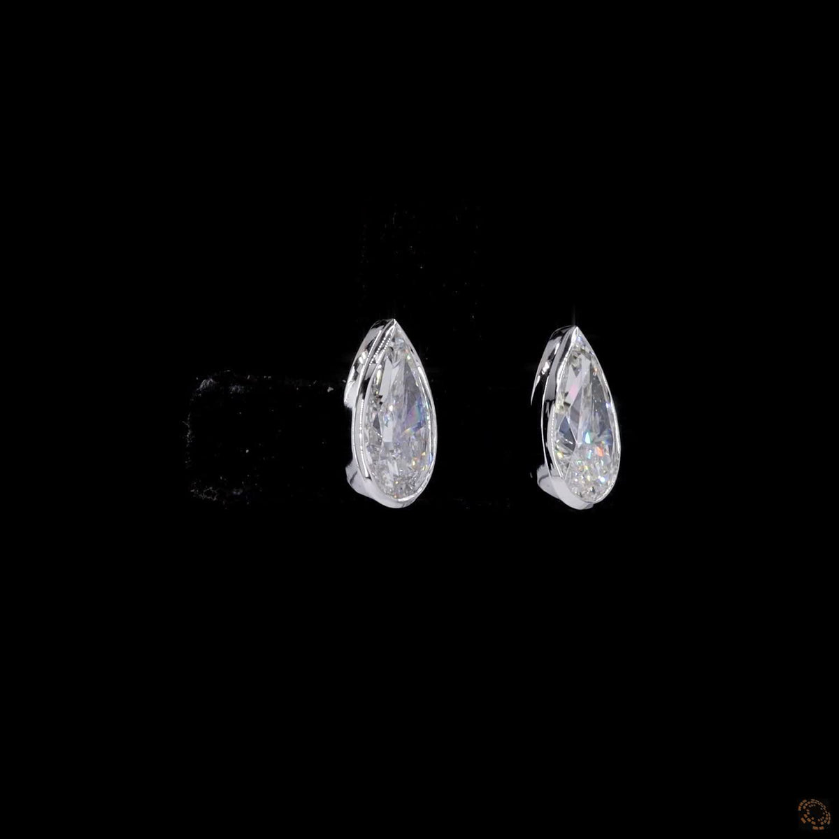 2.07 Ct Bezel-Set Pear Cut Solitaire Diamond Stud Earrings in White Gold