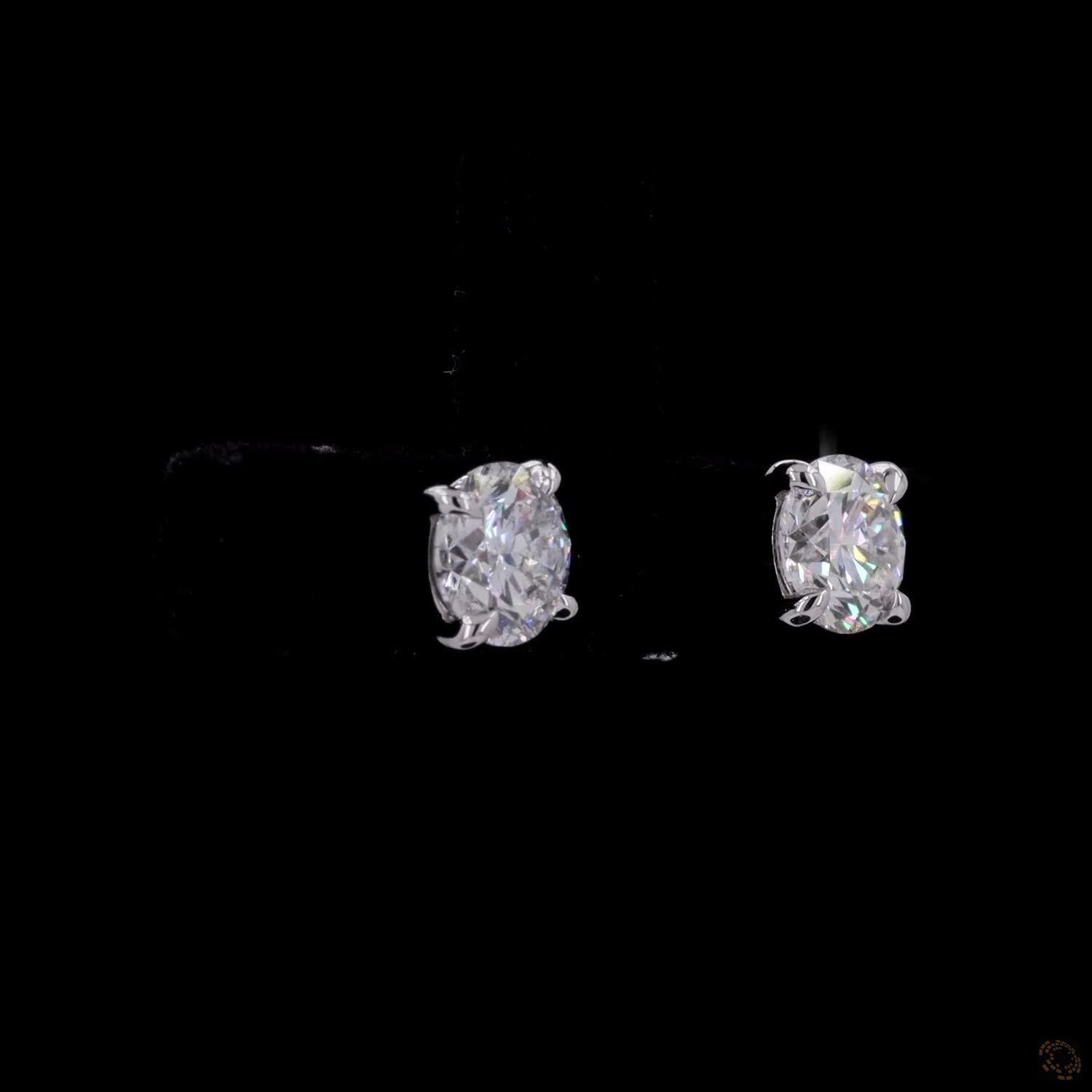 1.45 Ct 14K White Gold Round Cut Solitaire Stud Earrings with Double Prongs