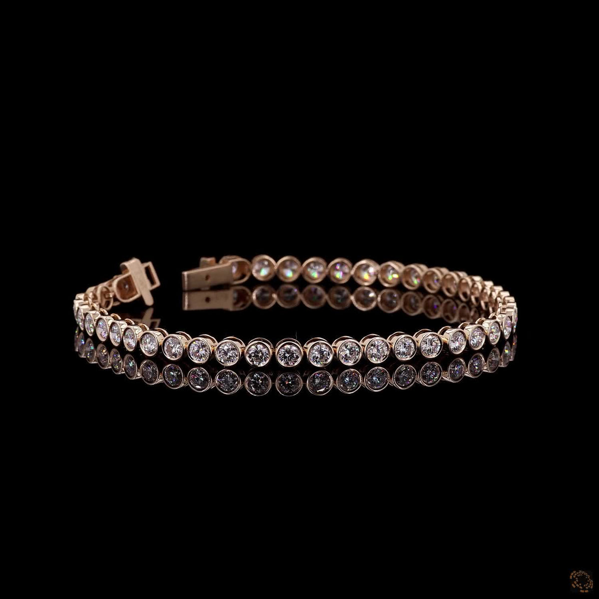 4.47 Ct Round Cut Bezel Set  Tennis Bracelet in 14K Yellow Gold | Full Bezel Diamond Alternative Line Bracelet