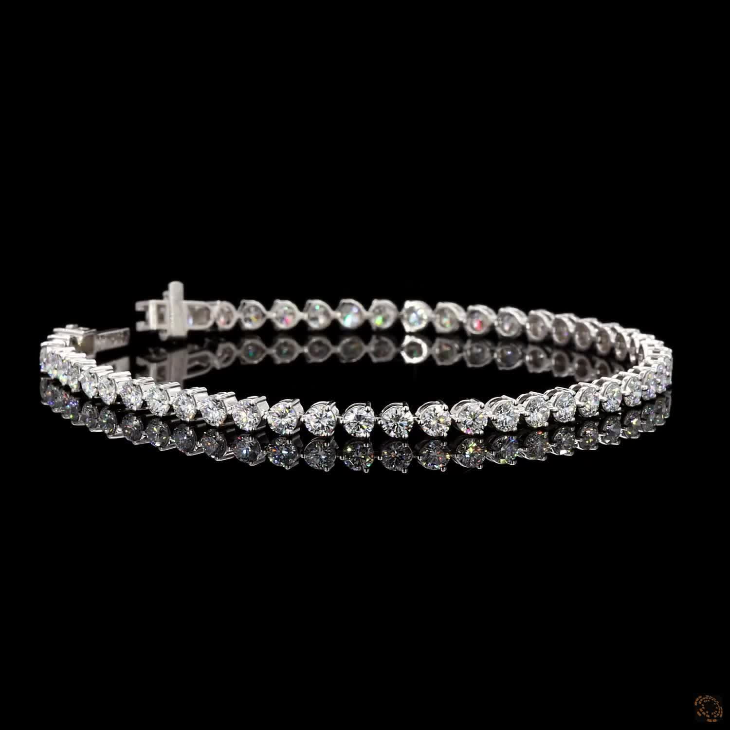 5.18 Ct White Gold Graduate Tennis Bracelet, Tapered Round Cut Eternity Line Bracelet, Timeless Fine Jewelry Gift for Her